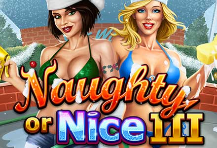 Naughty Girl Nice Girl at the carwash with logo of slot Naughty or Nice 3