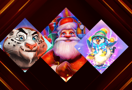 holiday slots at golden euro, ic wins snow leopard with big santa and litte penguin from Penguin palooza