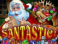 Santa and Rudolph with logo of the slot game Santastic